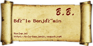 Bőle Benjámin névjegykártya